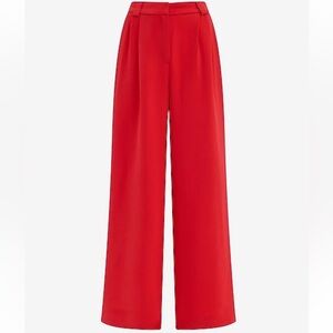 Express Vibrant Red Crepe Wide-Leg Pants